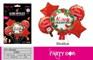 SET GLOBOS METALICO NAVIDAD