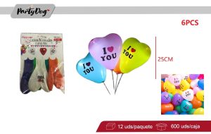GLOBOS CORAZON I LOVE YOU 6PCS