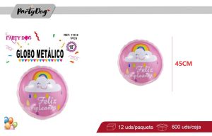 GLOBO METALIZADO 45CM FELIZ CUMPLEAÑOS