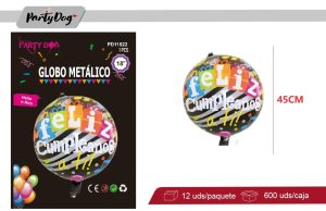 GLOBO METALIZADO 45CM FELIZ CUMPLEAÑOS