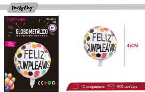 GLOBO METALIZADO 45CM FELIZ CUMPLEAÑOS