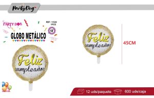 GLOBO METALIZADO 45CM FELIZ CUMPLEAÑOS