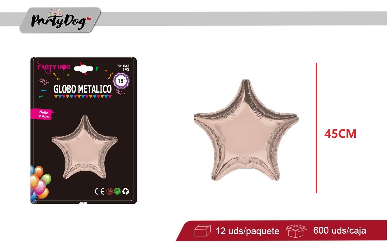 GLOBOS METALICO ESTRELLA 18 PULGADA ORO ROSA