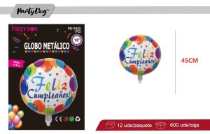 GLOBO METALIZADO 45CM FELIZ CUMPLEAÑOS