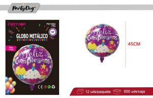 GLOBO METALIZADO 45CM FELIZ CUMPLEAÑOS