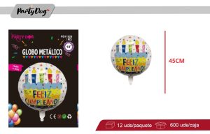 GLOBO METALIZADO 45CM FELIZ CUMPLEAÑOS