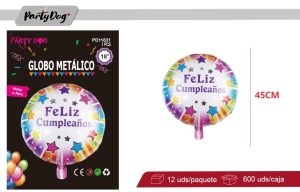 GLOBO METALIZADO 45CM FELIZ CUMPLEAÑOS