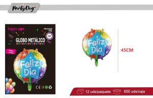 GLOBO METALIZADO 45CM FELIZ DIA