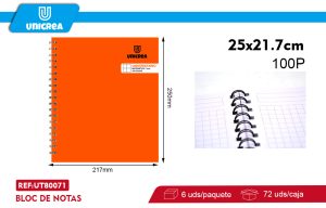 Cuaderno Universitario Liso 7MM 100Hojas naranjo X6