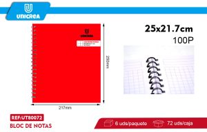 Cuaderno Universitario Liso 7MM 100Hojas rojo X6