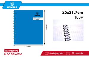 Cuaderno Universitario Liso 7MM 100Hojas azul X6