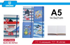 A5 CUADERNO ELASTICO 96HOJAS X 12UNI