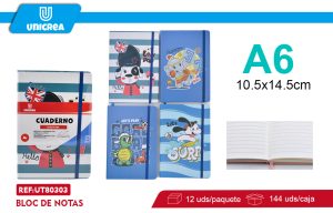 A6 CUADERNO ELASTICO 96HOJAS X 12UNI