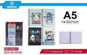 CUADERNO UNIVERSITARIO A5 7MM 80HOJAS X 12UNI