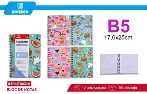 CUADERNO UNIVERSITARIO B5 7MM 80HOJAS X 12UNI