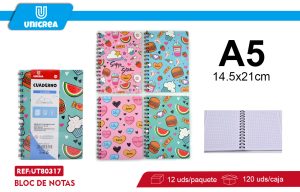 CUADERNO UNIVERSITARIO A5 7MM 80HOJAS X 12UNI