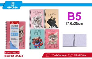 CUADERNO UNIVERSITARIO B5 7MM 80HOJAS X 12UNI