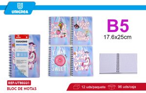 CUADERNO UNIVERSITARIO B5 7MM 80HOJAS X 12UNI