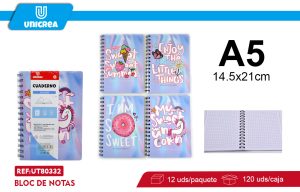 CUADERNO UNIVERSITARIO A5 7MM 80HOJAS X 12UNI
