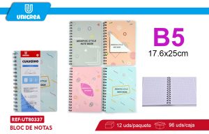 CUADERNO UNIVERSITARIO B5 7MM 80HOJAS X 12UNI