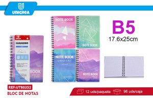 CUADERNO UNIVERSITARIO B5 7MM 80HOJAS X 12UNI