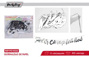 GUIRNALDAS FELIZ CUMPLEAÑOS PLATEADO