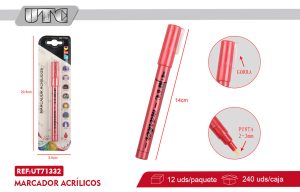 plumón de Acrílicos color metalico rojo