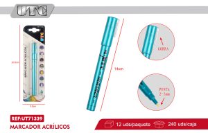 plumón de Acrílicos color metalico celeste