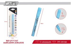 plumón de Acrílicos  fluorescente celeste