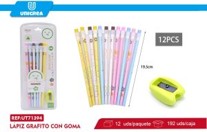 PACK Lápiz Grafito con goma HB 12PCS