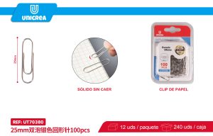 CLIPS PUNTA REDONDA PLATEADO 25MMX100PCS