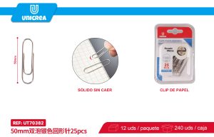 CLIPS PUNTA REDONDA PLATEADO 50MMX25PCS