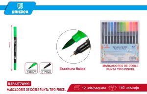 Marcadores De Doble Punta Tipo Pincel 12 COLORES