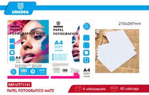 PAPEL FOTOGRAFICO A4 180G 20 HOJAS