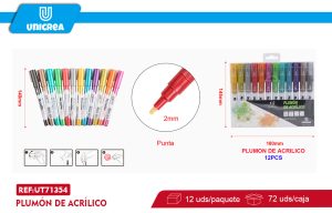 Set de plumón de acrílico color metalico 12 colores