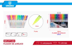 Set de plumón de acrílico fluorescente 12 colores