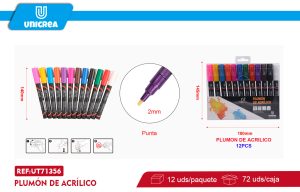 Set de plumón de acrílico 12 colores