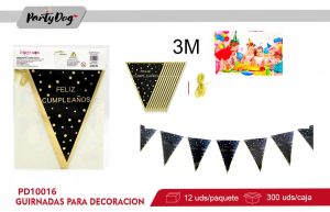 guirnalda negro dorado FELIZ CUMPLEAÑOS 3M 10PCS