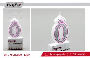 VELA BABY CORONA ROSADA DE NUMERO 0