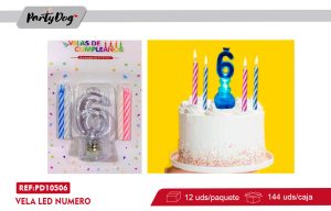 VELA CON LUZ LED NUMERO 6