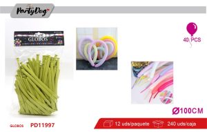 GLOBOS LARGO PASTEL 33CM 1.8G 40PCS VERDE MANZANA