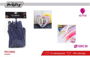 GLOBOS LARGO PASTEL 33CM 1.8G 40PCS GRIS