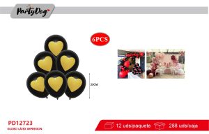 SET DE GLOBOS LATEX CORAZONES 6PCS