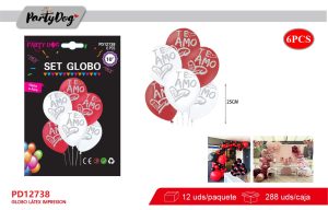 SET DE GLOBOS LATEX TE AMO 6PCS