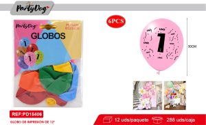 SET DE GLOBOS LATEX NUMEROSA 1 30CM 6PCS