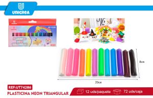 PLASTICINA NEON TRIANGULAR COLORES 12PCS