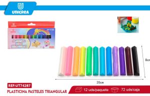 PLASTICINA PASTELES TRIANGULAR COLORES 12PCS