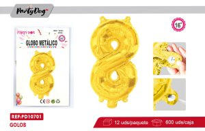 GLOBO METALICO 16″DORADO 8