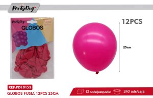 1.5G GLOBOS LATEX FUSIA 12PCS 25CM R10