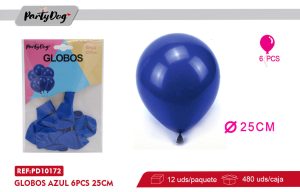 1.5G GLOBOS LATEX AZUL 6PCS 25CM R10